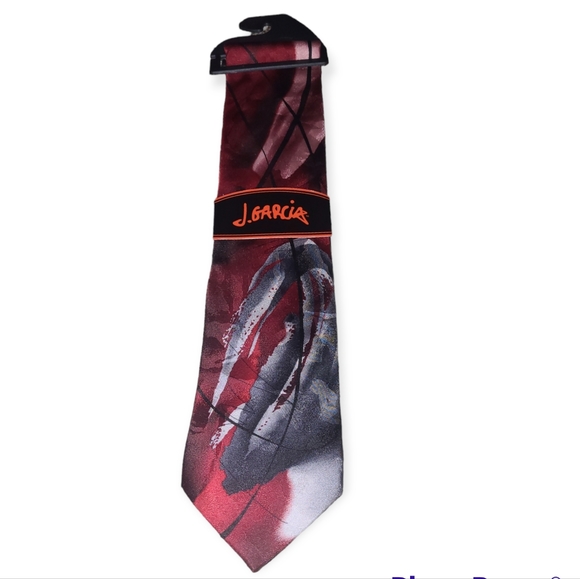 J. Garcia Red Print Nature Morte 54 Silk Tie - Picture 1 of 2